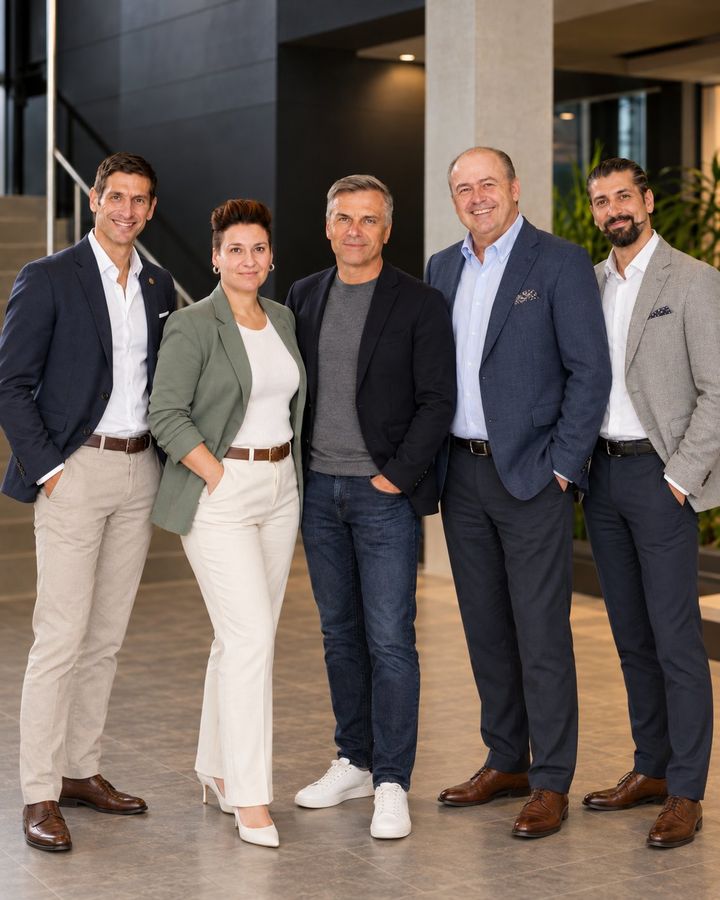 Die fünf Mentorinnen und Mentoren des OMNI Prime Mentoring: Adrian Brüngger, Regina Zeller, Andreas Tanner, Hansruedi Wipf, Hüseyin Torun